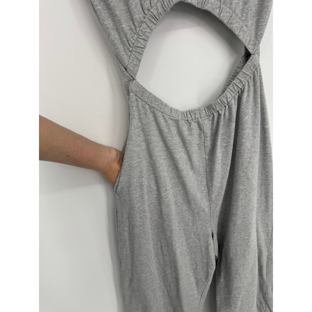 Free People Movement Hot Shot Interval Cut Out Jumpsuit Medium Grey Athleisure - Picture 6 of 12